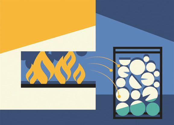 Family Fire Plan Living Room Fireplace Illustration