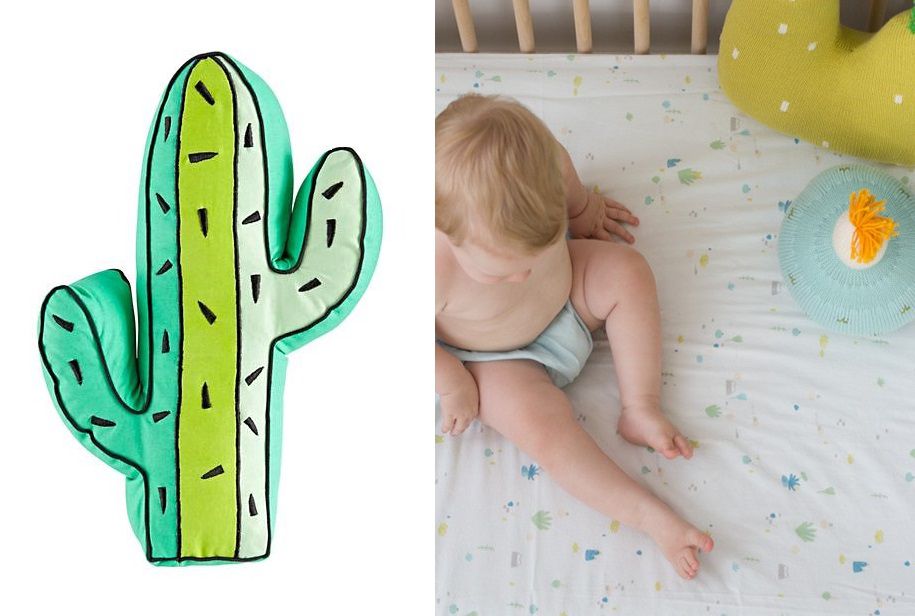 Desert Garden Cactus Pillow And Baby In Crib