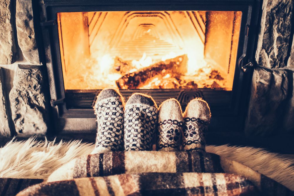 Cozy Feet By A Fireplace