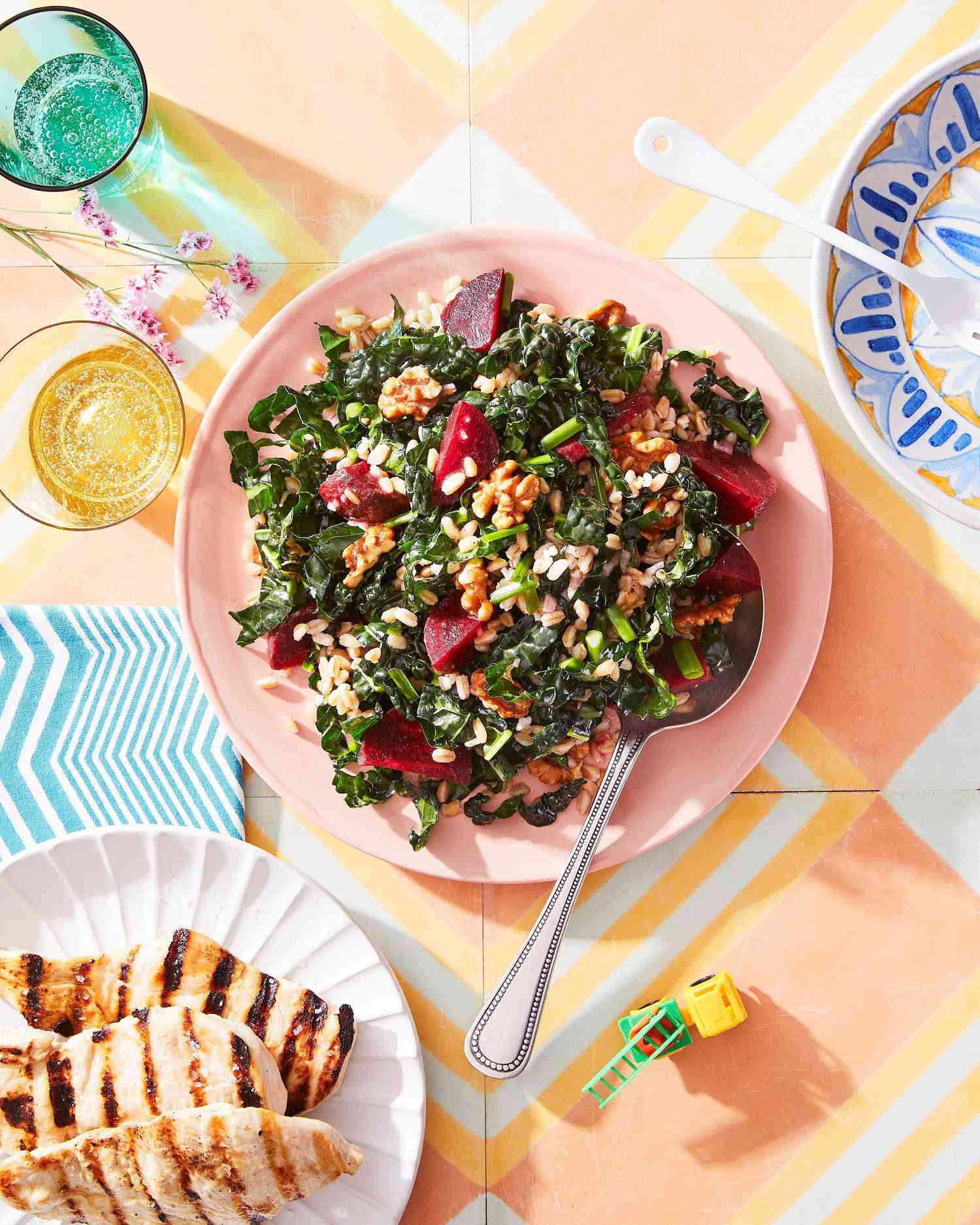 Farro Salad with Kale Beets and Candied Walnuts