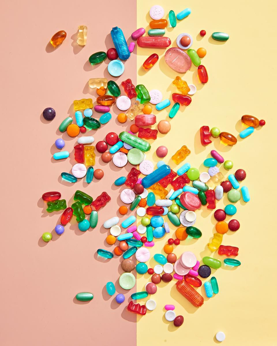 Scattered Pills Candy Gummies