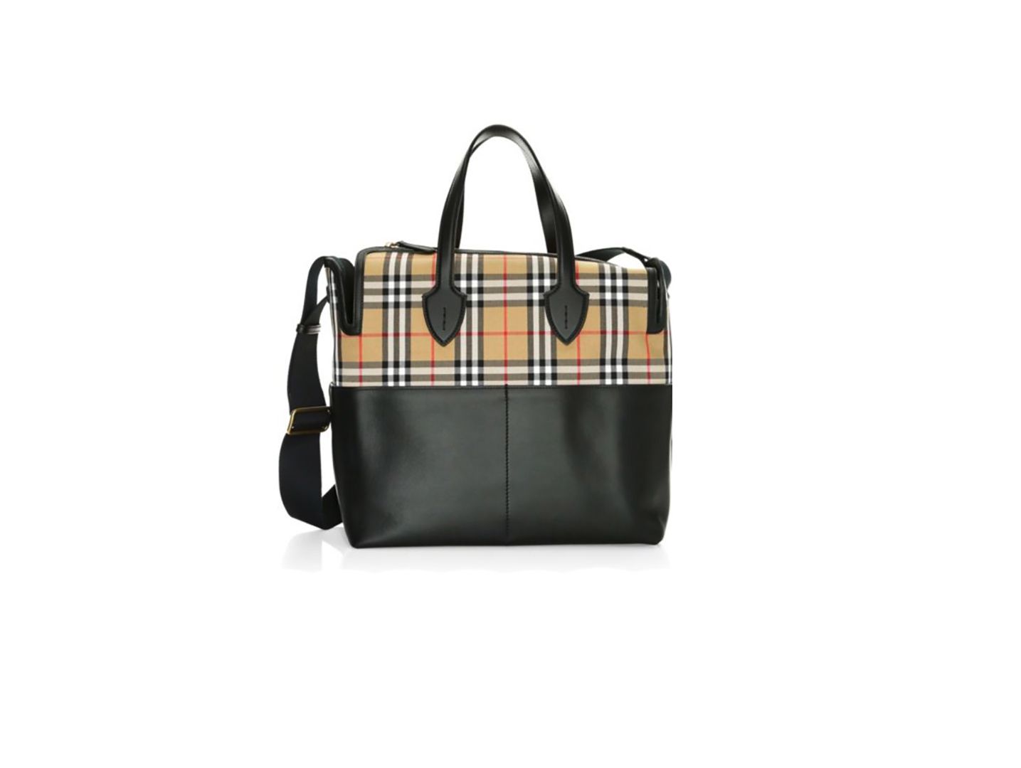 Burberry: Kingswood Check & Leather Diaper Bag
