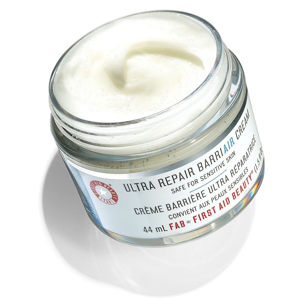 First Aid Beauty Ultra Repair BarriAIR Cream jar with lid off
