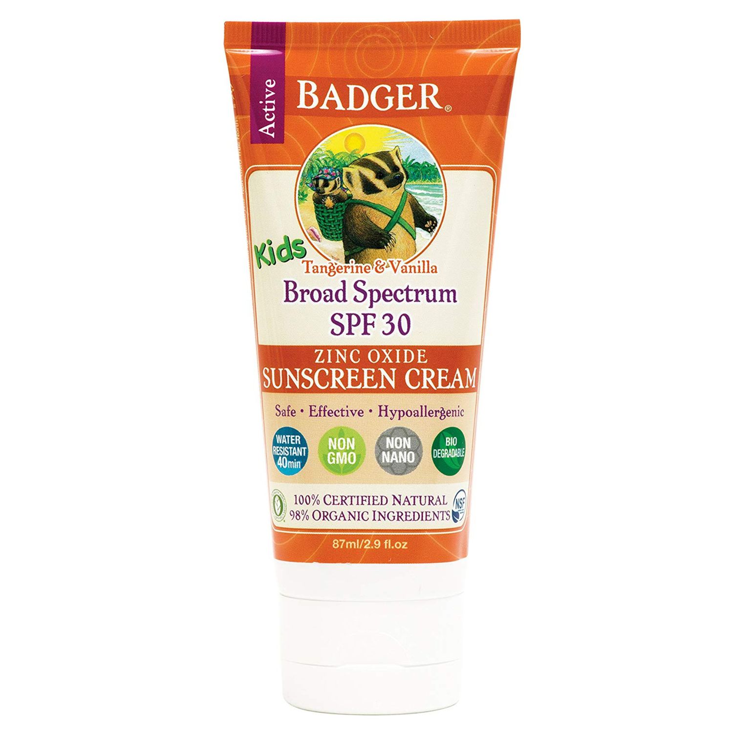 Badger Kids Sunscreen Cream, Chamomile & Calendula, SPF 30