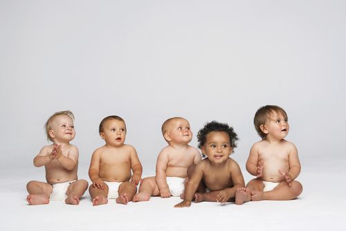 Group of multiethnic babies