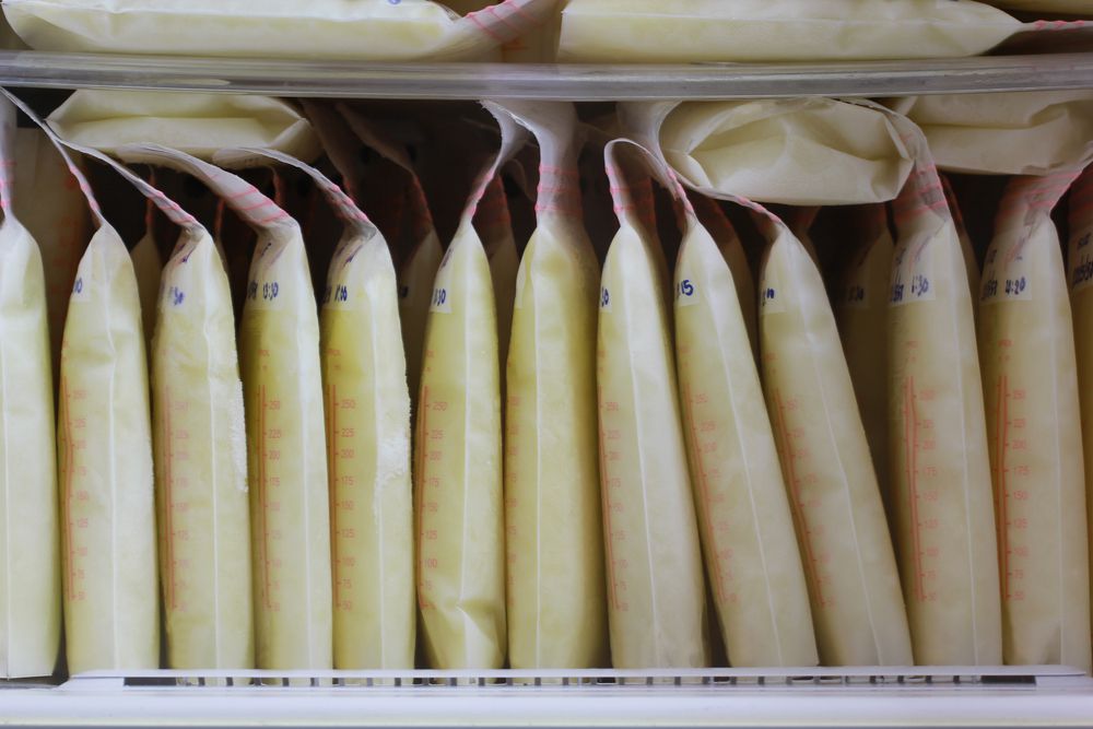 Bags of breast milk in storage