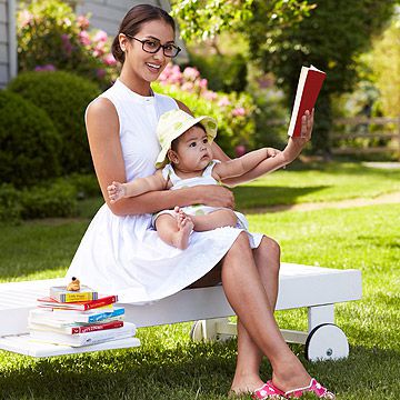 Mom with kid reading a book