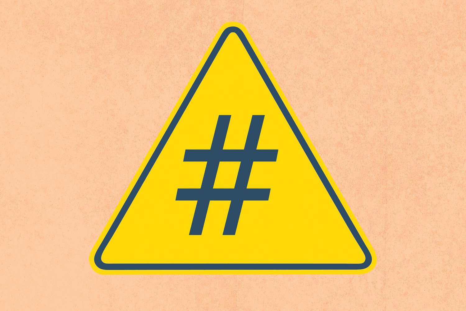 caution sign with hashtag