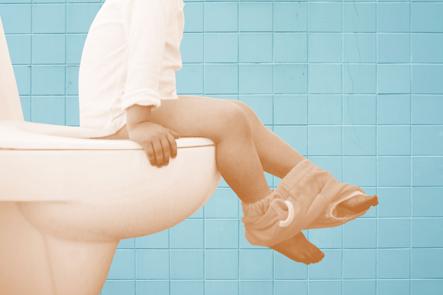 illustration of boy on toilet