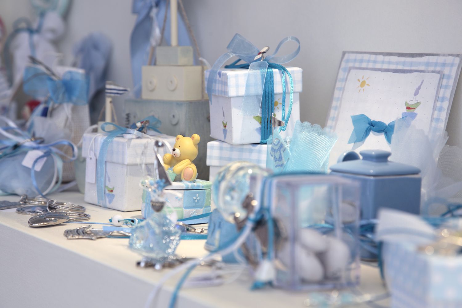 blue themed baby shower decorations