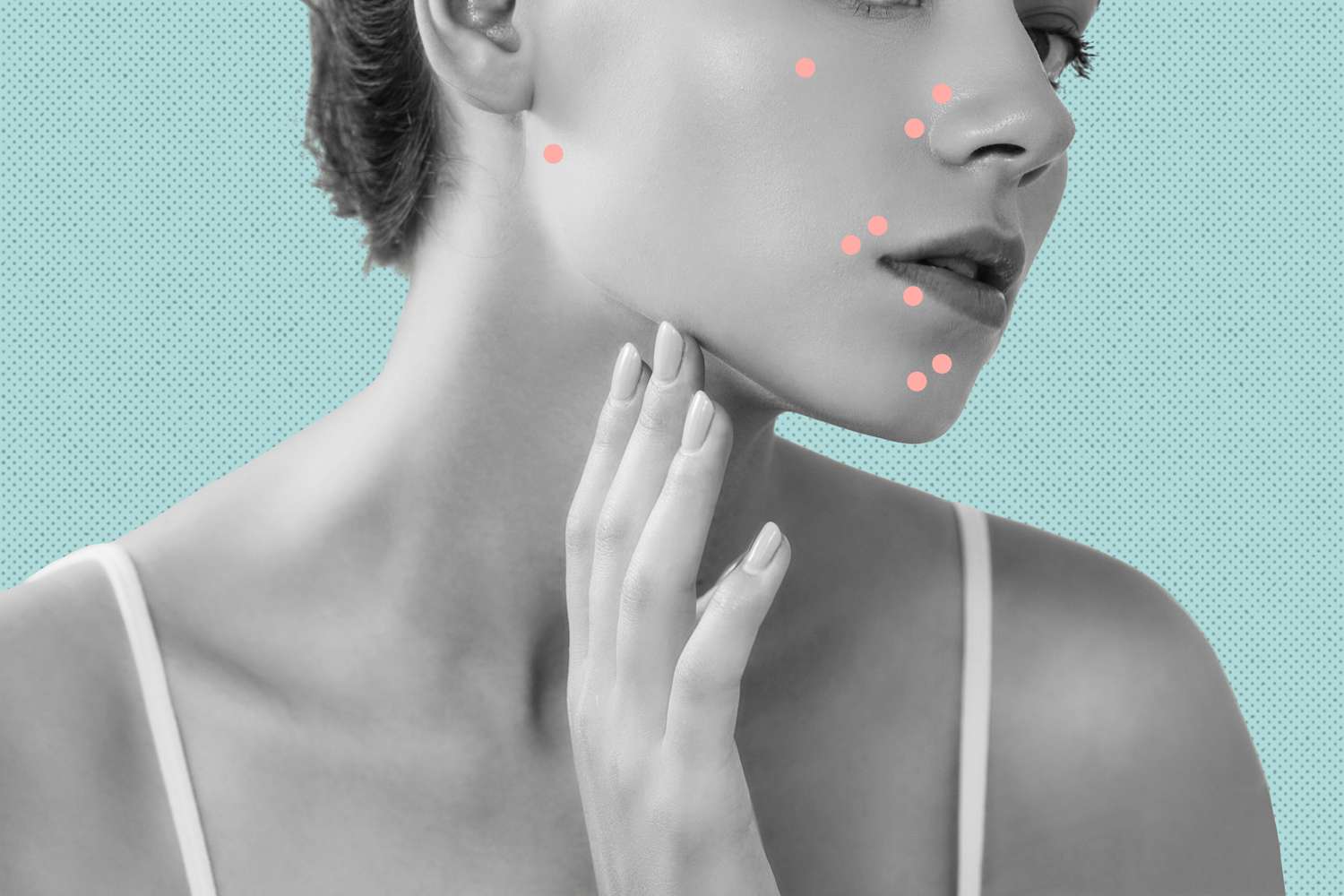 illustration of mom with acne pimples on face
