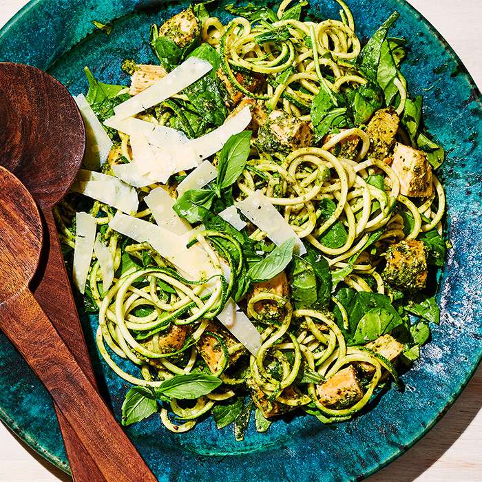 Pesto Zoodle and Chicken Salad 