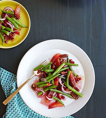 Green Bean and Blood-Orange Salad with Pomegranate Seeds 