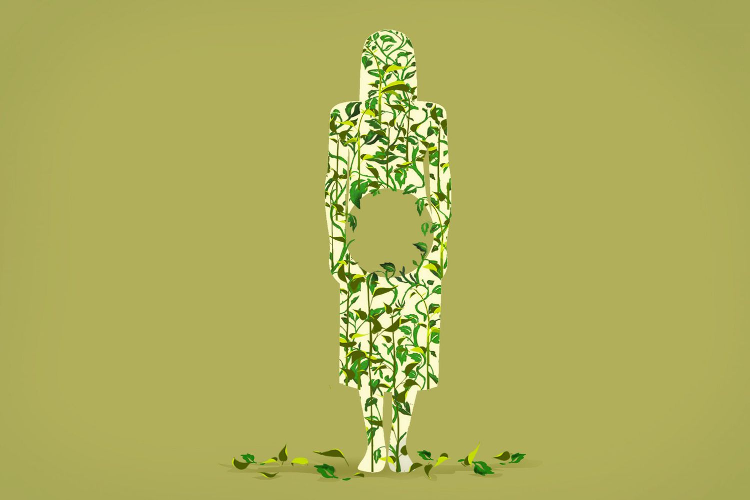 illustration of woman made out of vines with a hole in the center