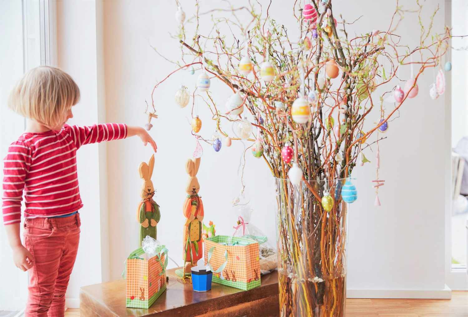 Girl Decorating Easter Tree