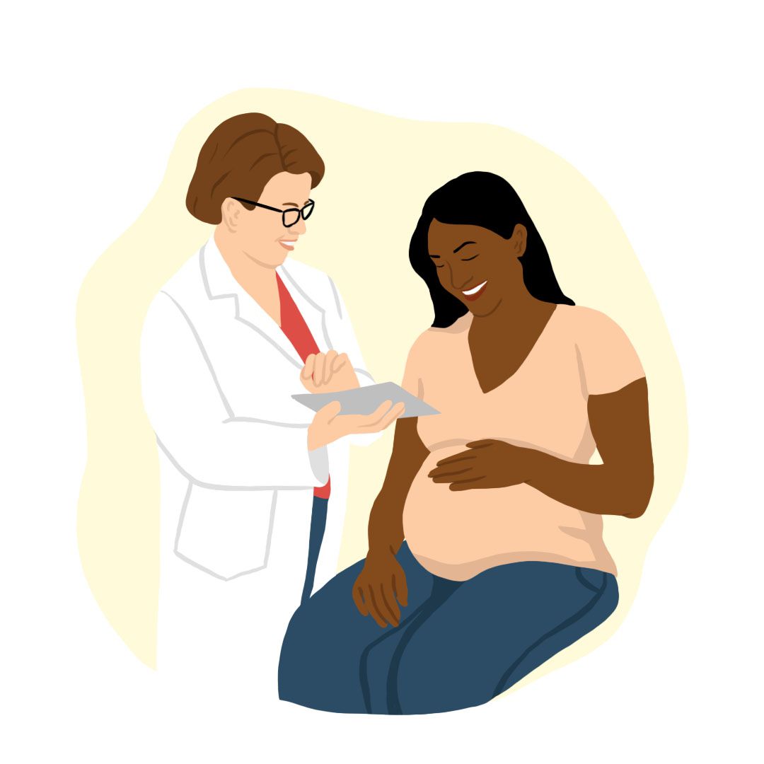 Illustration pregnant woman with a doctor