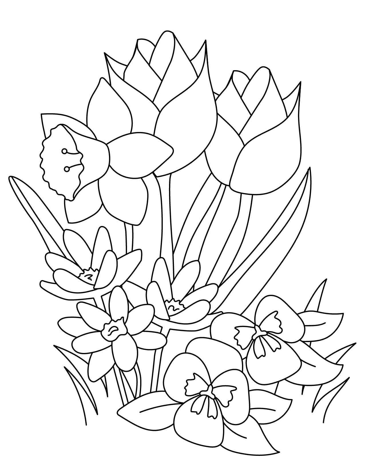Field of Flowers Coloring Page for Teens