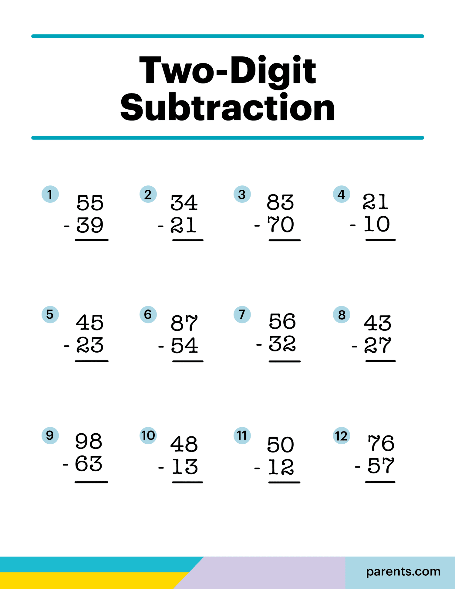 Two-Digit Subtraction With Regrouping