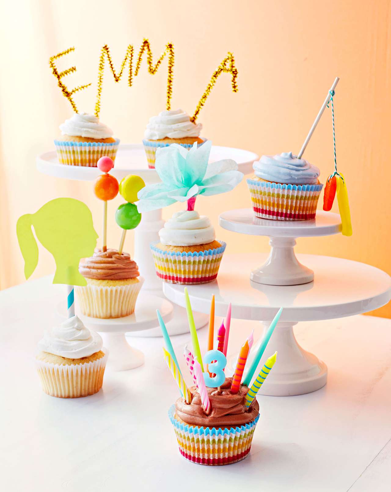 Birthday cupcakes that spell Emma