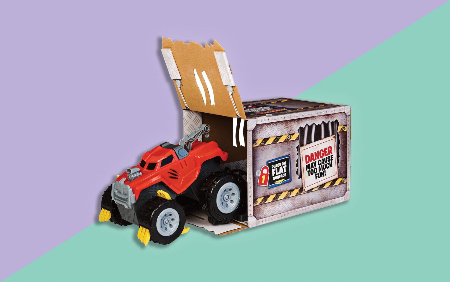toy truck coming out of box