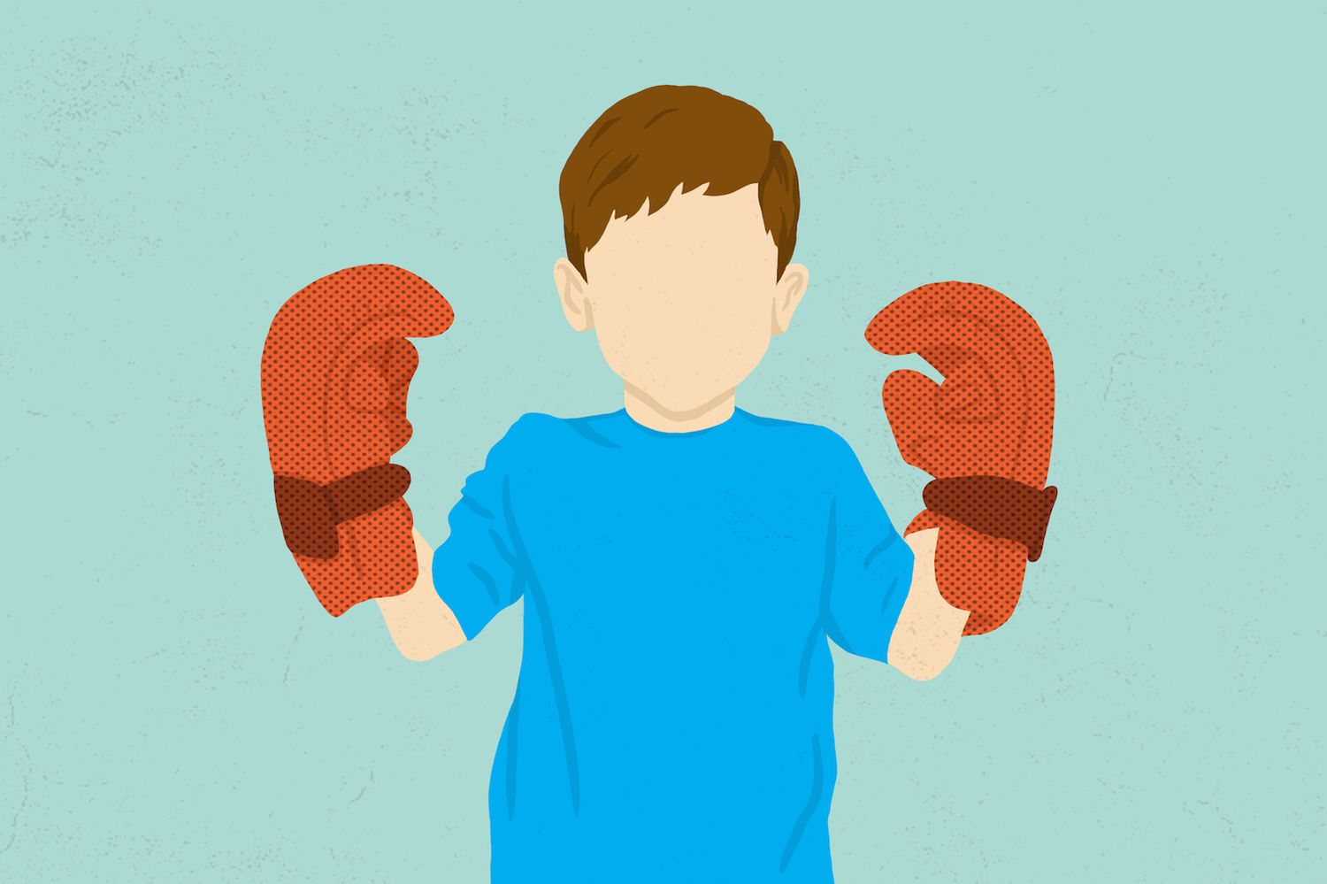 Child in boxing gloves.