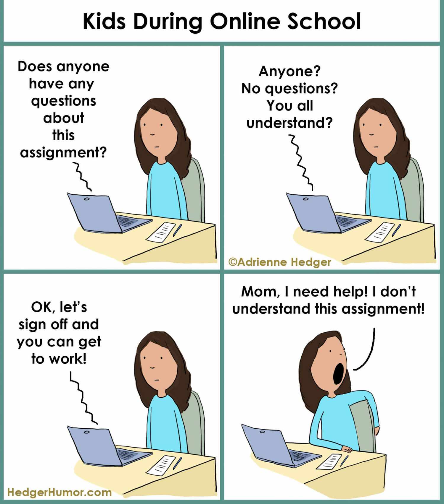 These Hilarious Cartoons Showcase the Reality of Distance Learning at Home  | Parents