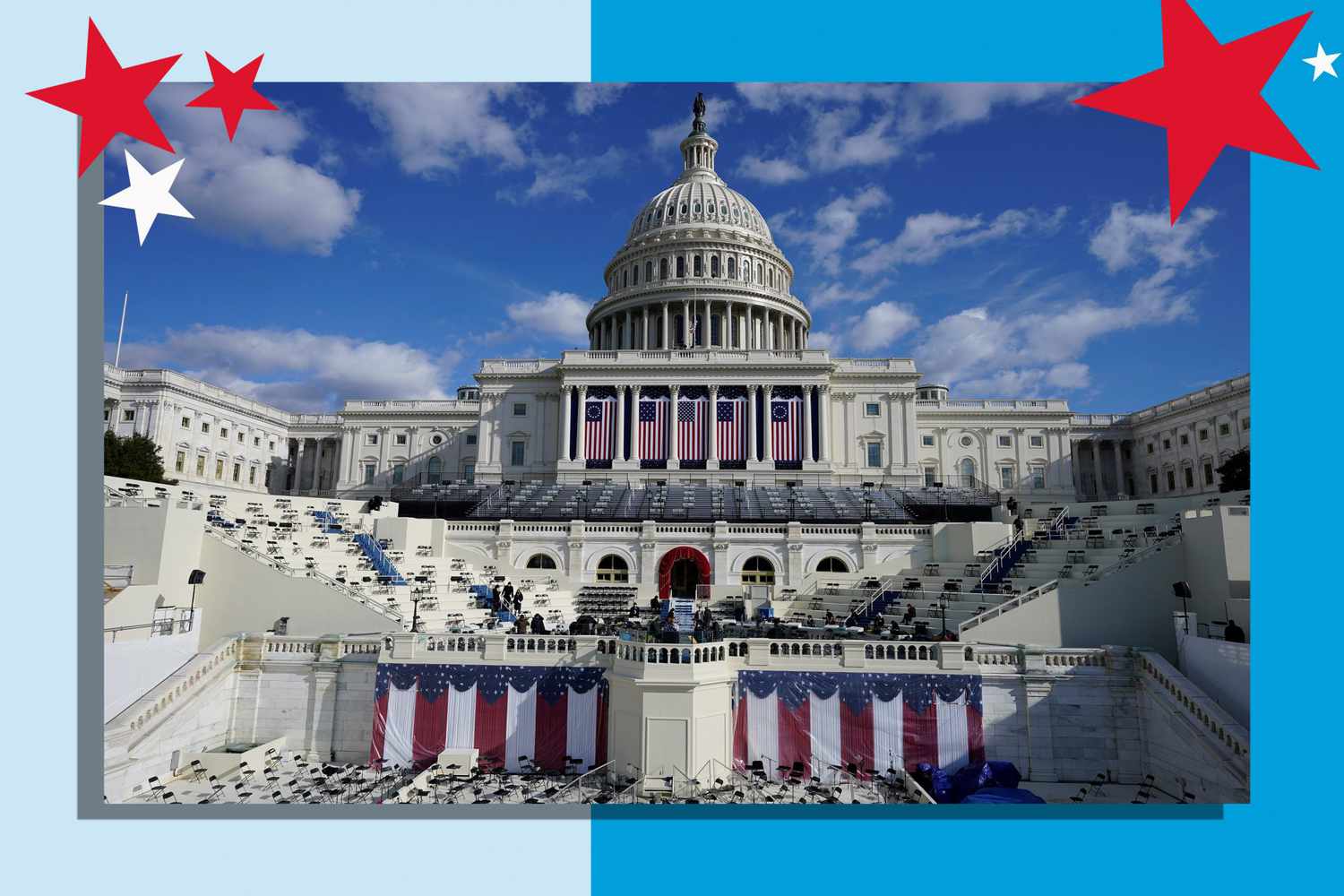 An image of the U.S. Capitol in preparation for the inauguration.