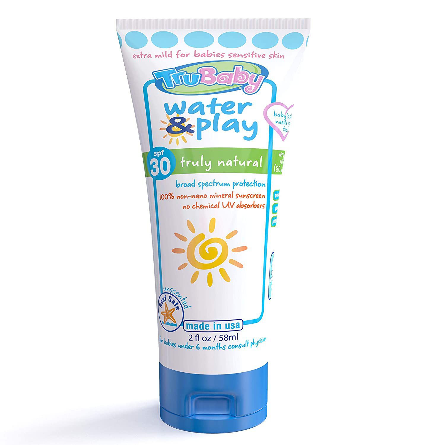 TruBaby Water and Play Mineral Sunscreen Lotion, SPF 30