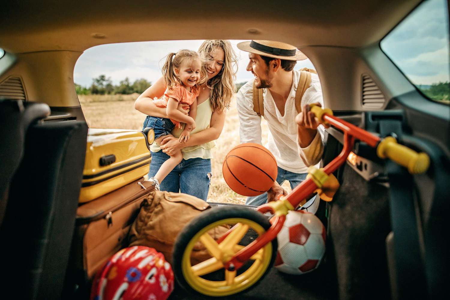 An image of a family on a road trip.