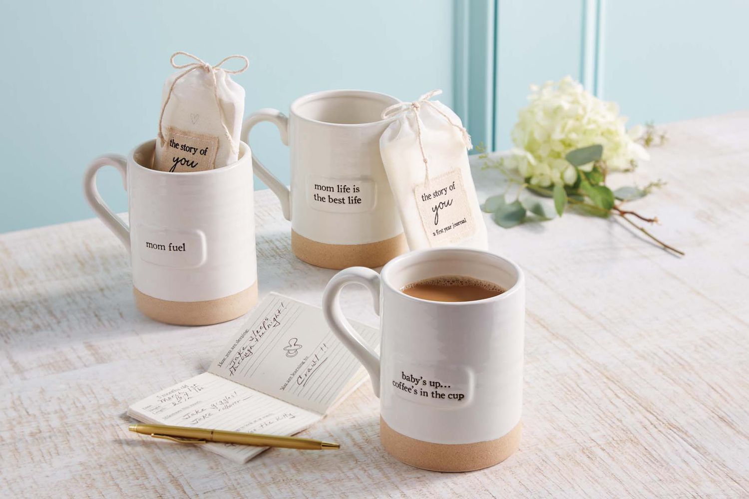 MudPie Baby's Up Mom Coffee Mug and Journal Set