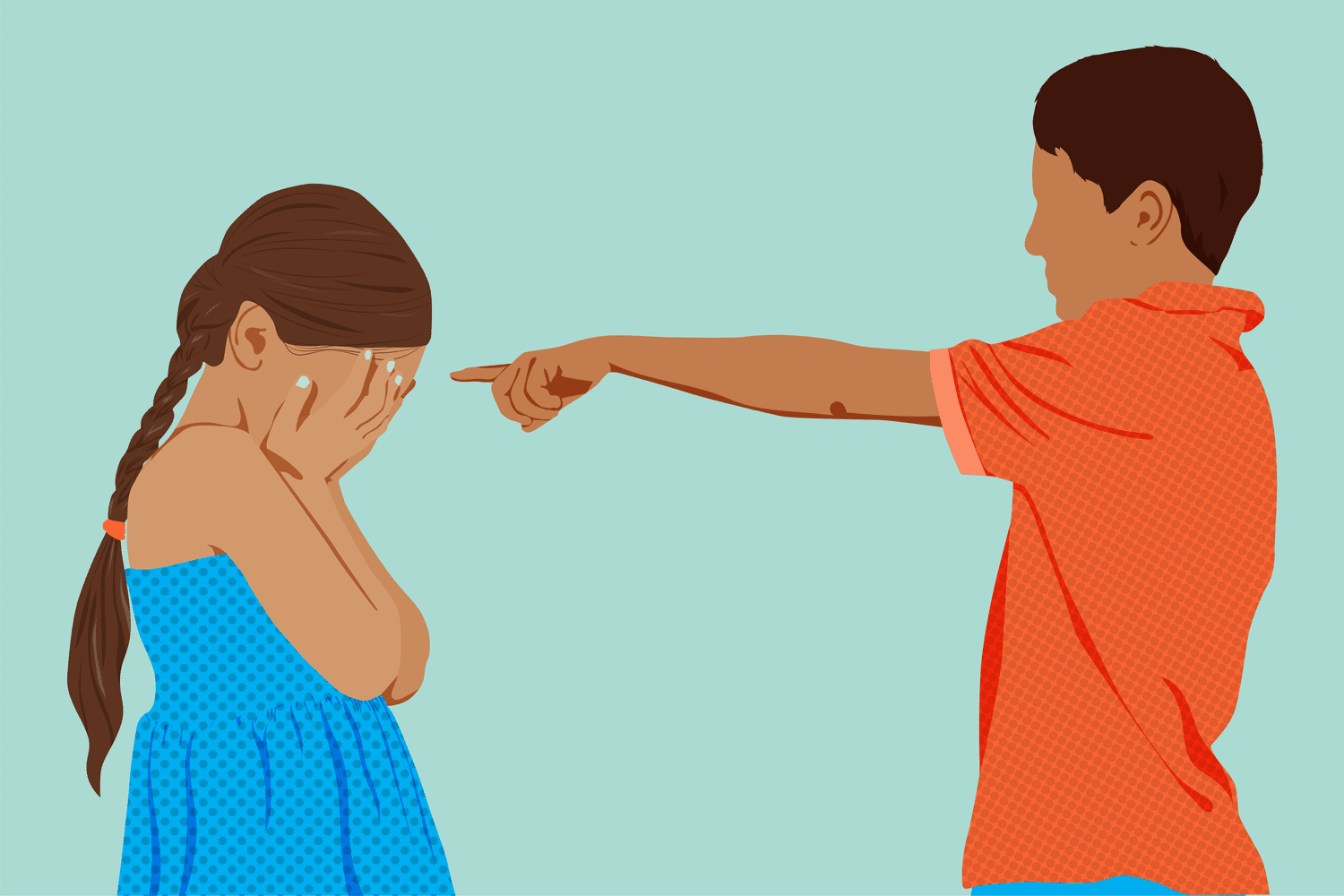 An illustration of a sister and brother.
