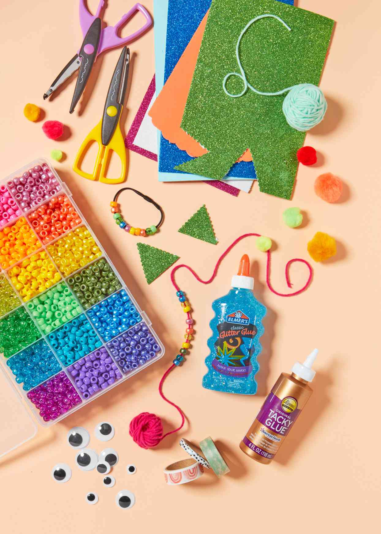bracelet making supplies and glitter construction paper