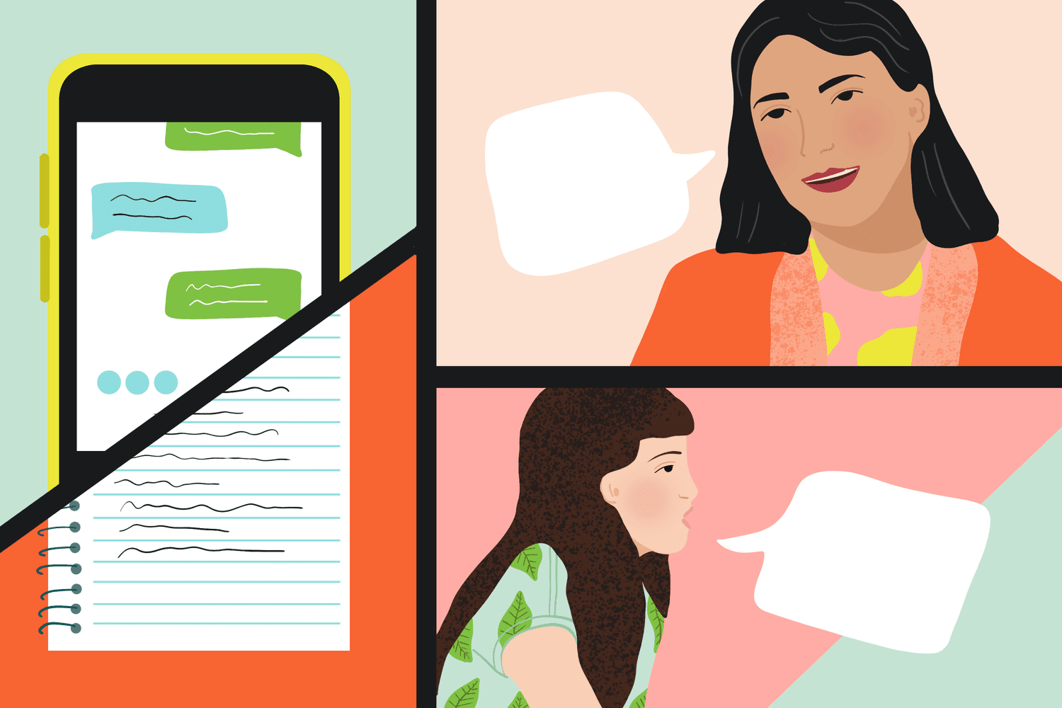 An illustration of a mom speaking with her daughter.