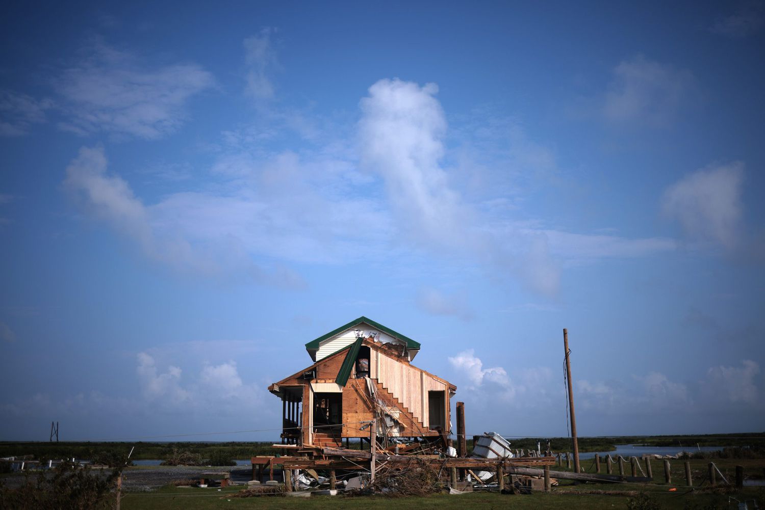 An image of damage from Hurricane Ida in Grand Isle, Louisiana.
