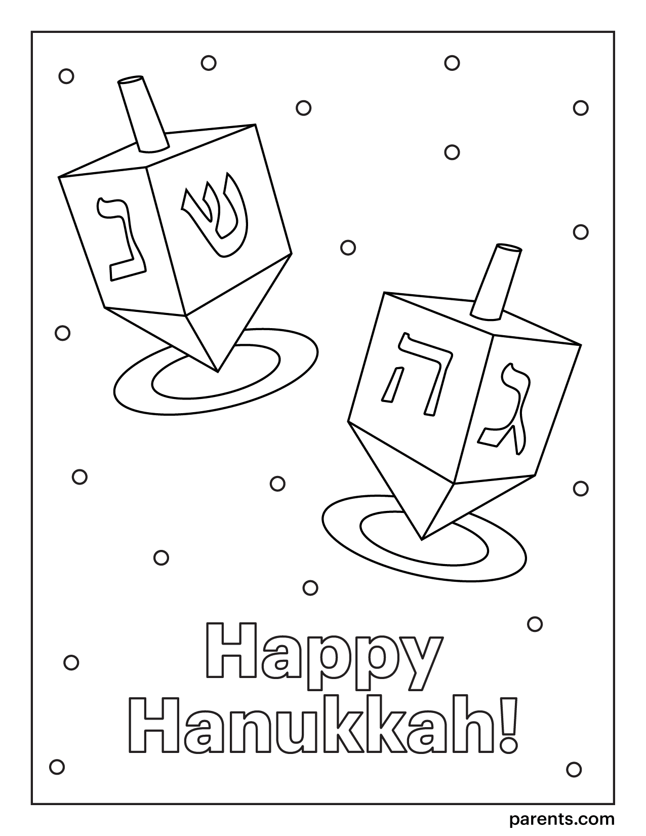 Spinning Dreidels Coloring Page