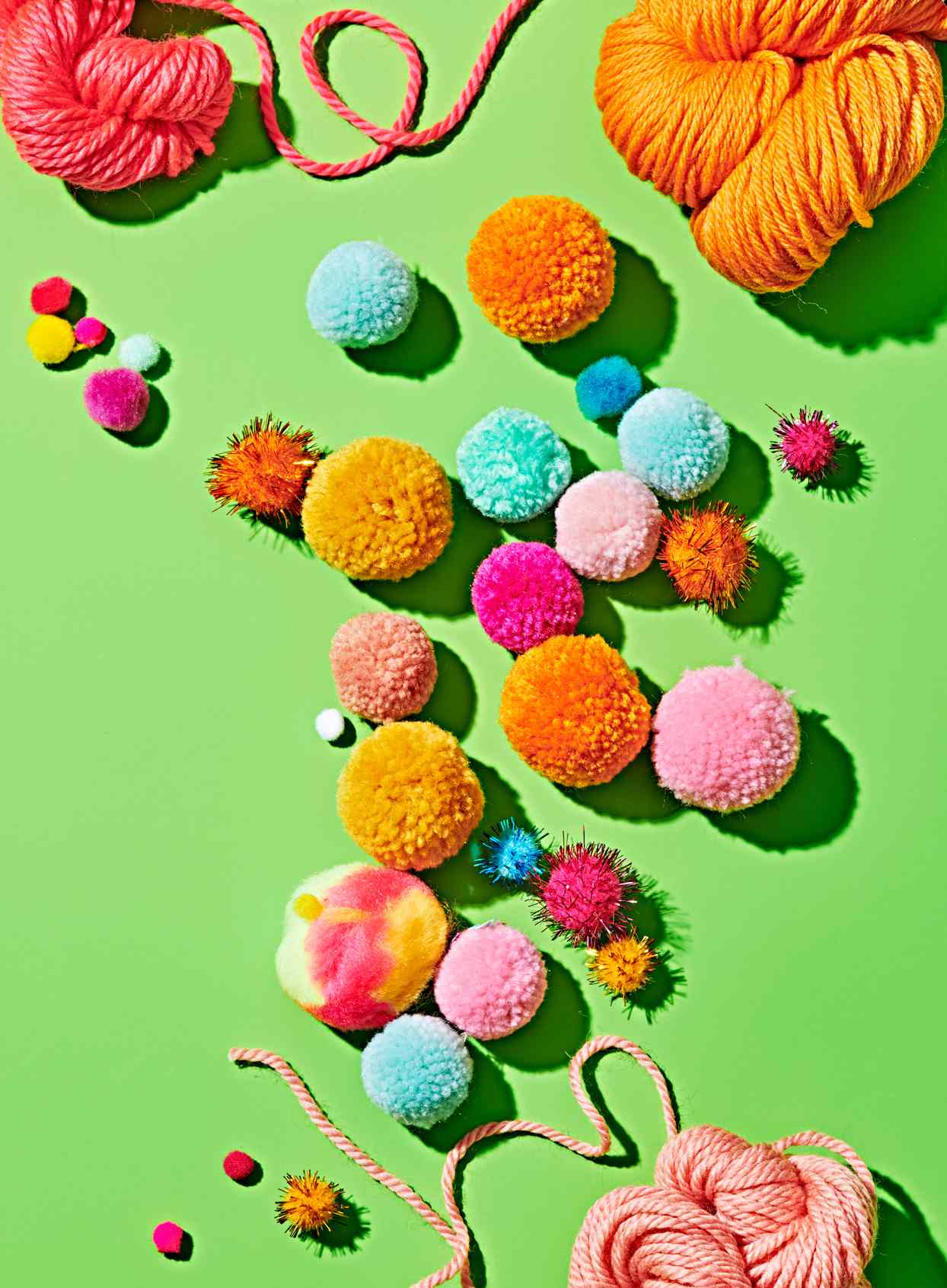 craft colorful pom poms yarn