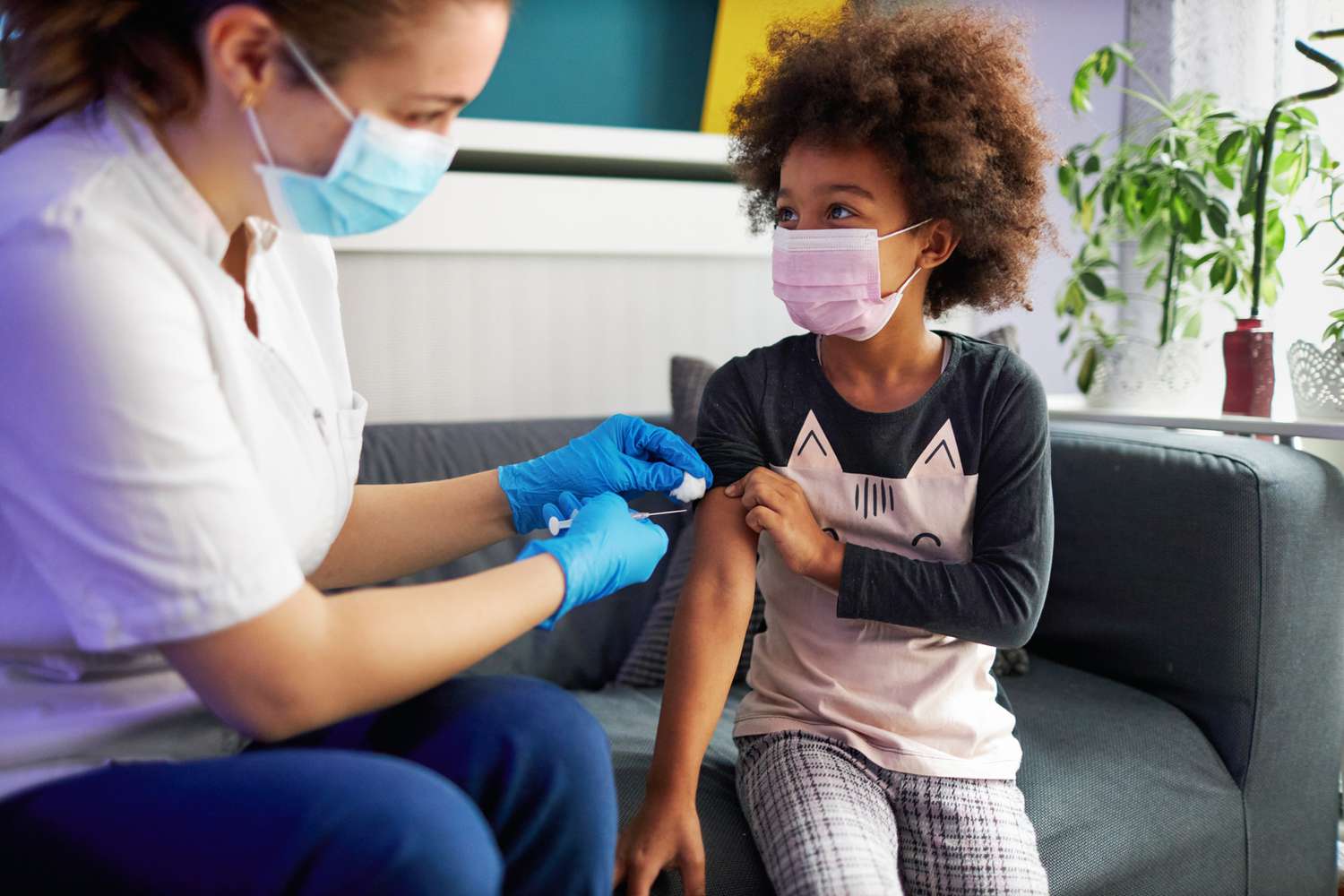 kid nurse vaccine arm mask doctor