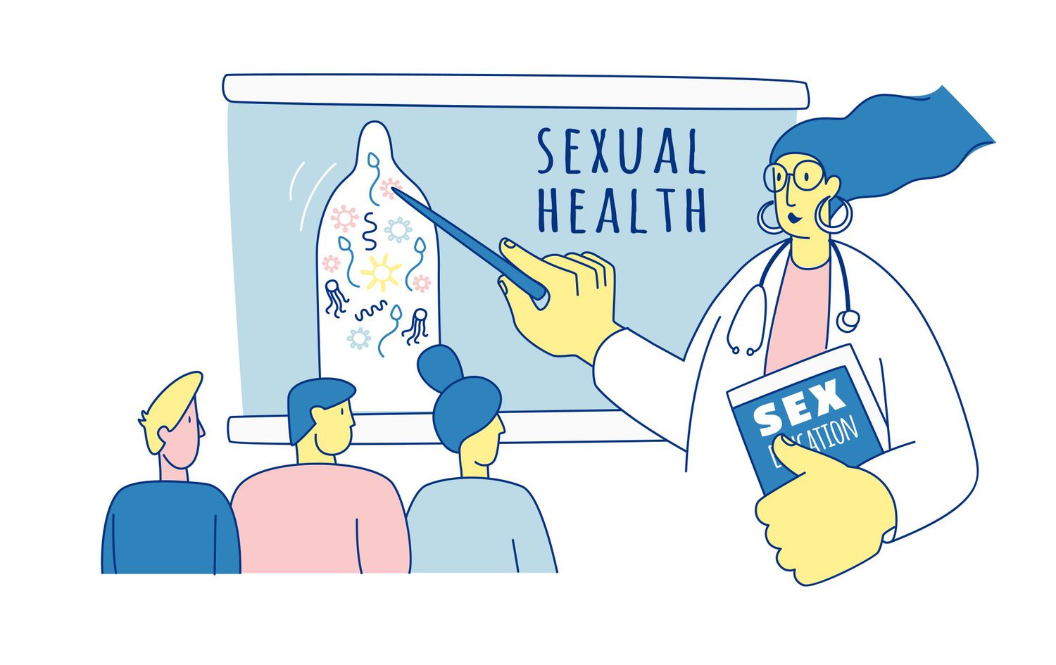School Sexuality Education Program. School's lesson on Safe Sex teens