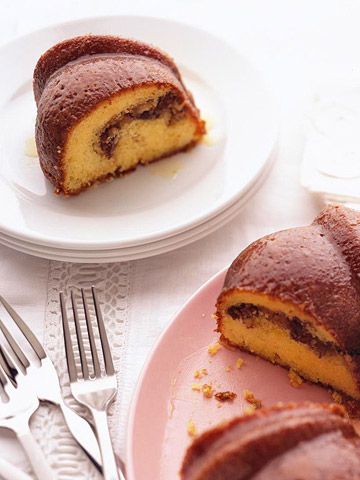 Sour Cream-Walnut Date Bundt Cake with Tangerine Glaze 