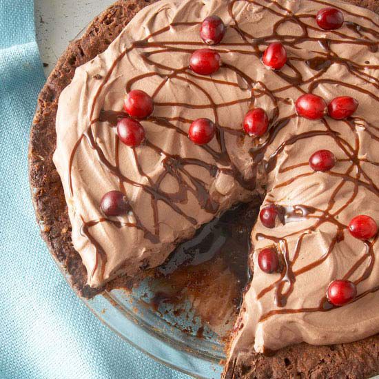 Dark Chocolate-Walnut-Cranberry Mousse Pie