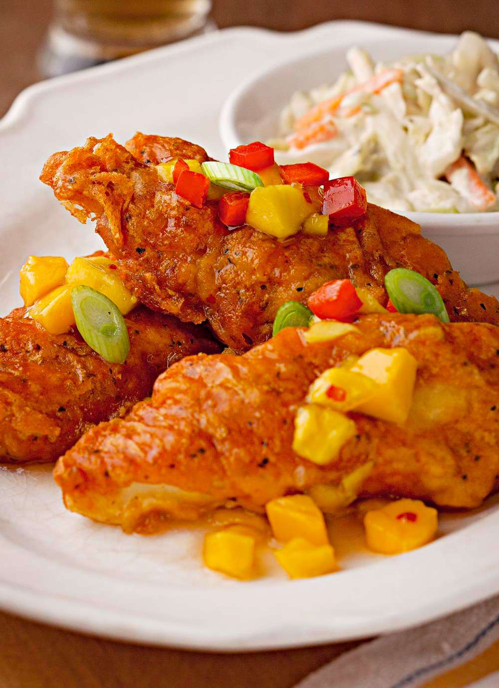 Crispy Beer-Batter-Fried Walleye with Mango Sweet-and-Sour Sauce