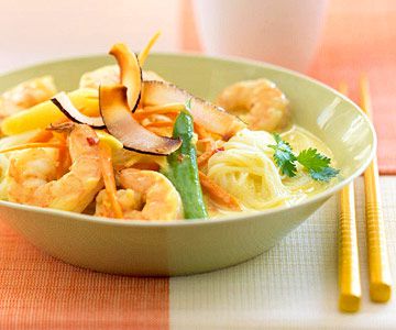 Curried Coconut Shrimp on Rice Stick Noodles recipe
