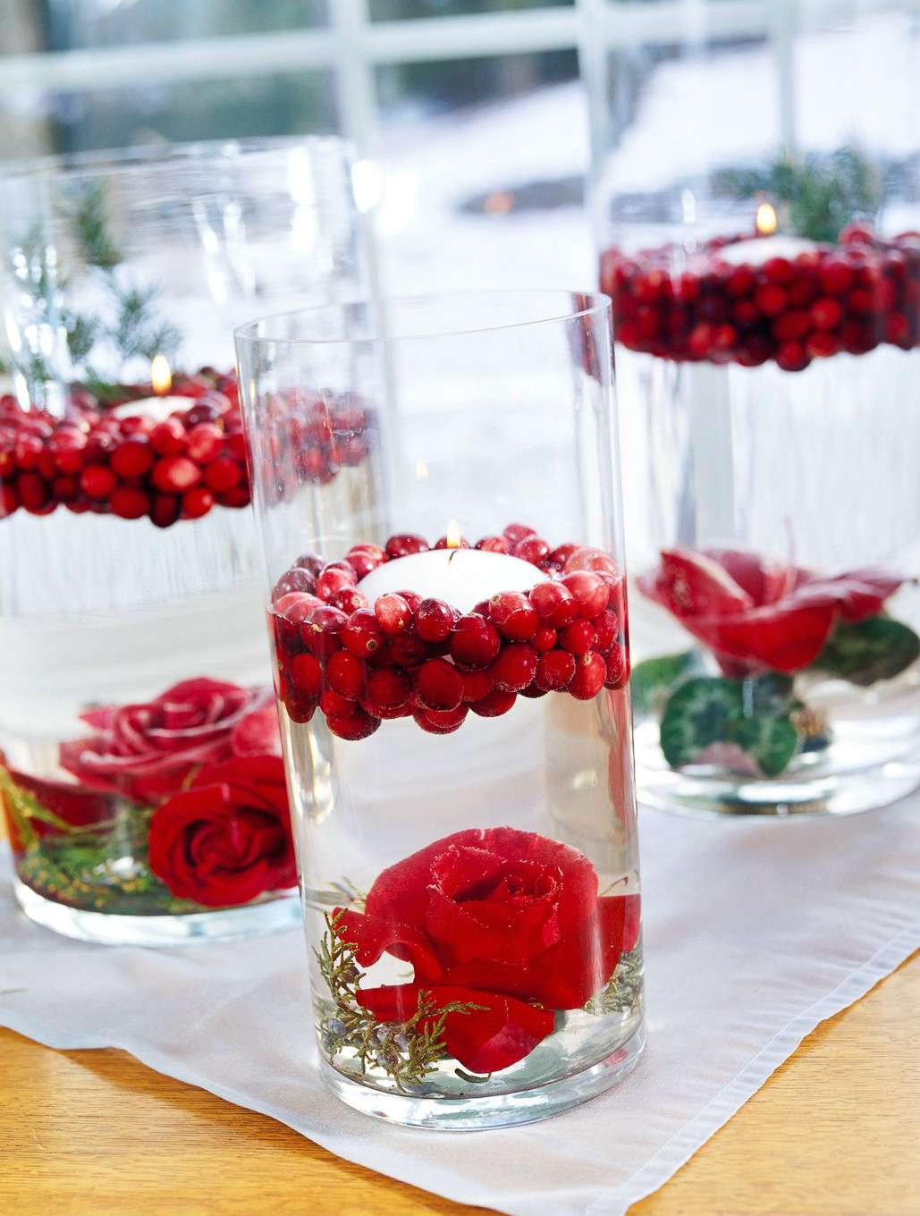 Cranberry Flower Cylinders