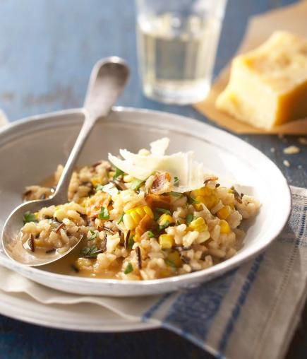 Fresh Corn Risotto with Wild Rice and Pancetta