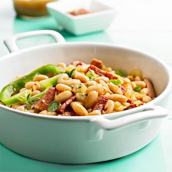 BBQ White Beans with Peppers