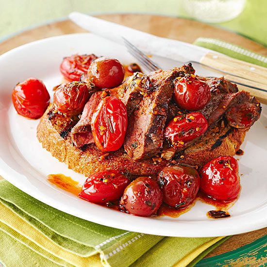 Grilled Steak Sandwich with Herbed Tomato Sauce