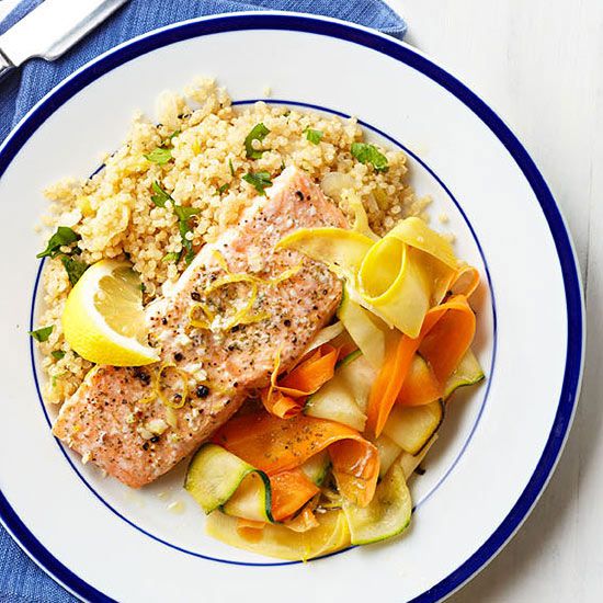 Steamed Salmon with Lemon and Vegetables