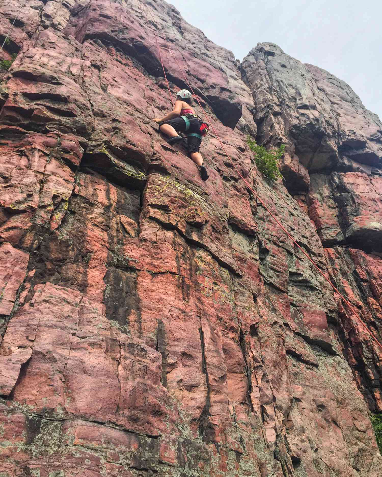 Amanda tackles Blue Mound State Park's 100-foot Sioux quartzite cliff