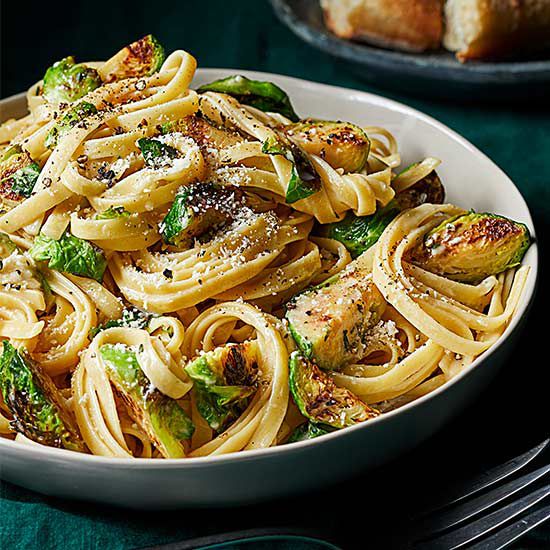Buttered Fettucine with Brussels Sprouts and Parmesan
