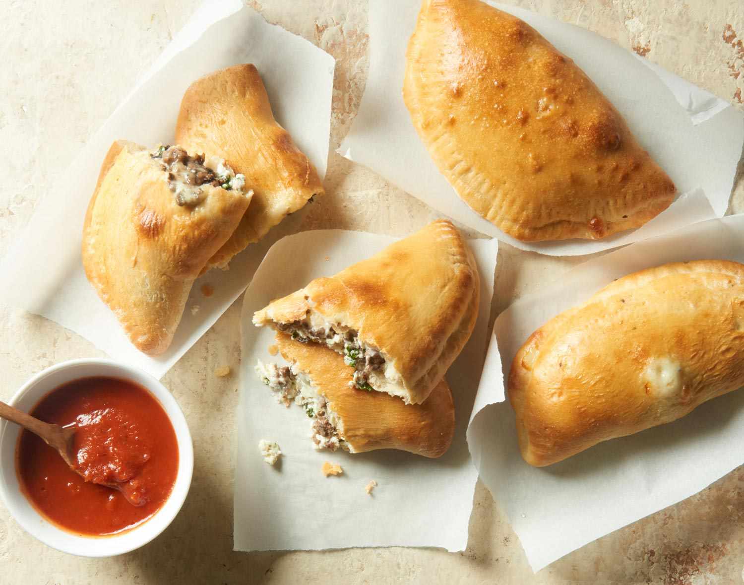 Cheesy Spinach and Beef Calzone